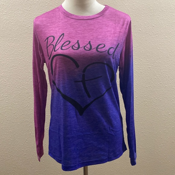 New in bag. Blessed multi colored Blessed long sleeve T-shirt. - Picture 2 of 6